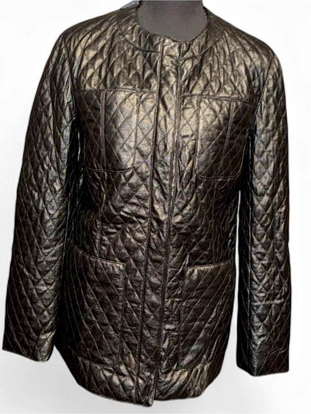 Glossy Quilted Jckt Quilted Jacket in Black Size Small NWT